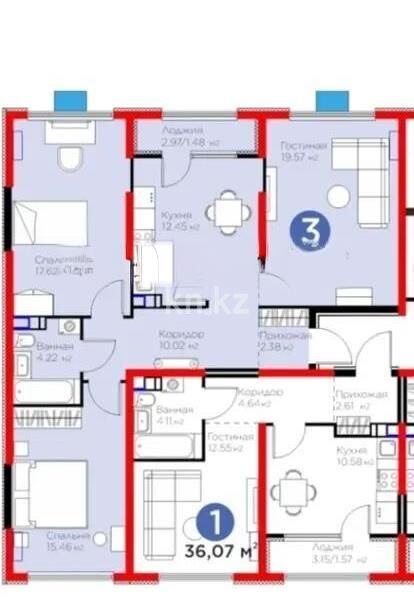 Продажа 3-комнатной квартиры, 83.2 м² - Продажа трехкомнатных квартир в Турксибском р-не Алматы - страница 11 фото 1 из 1