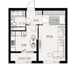 Продажа 1-комнатной квартиры, 38.57 м² - Продажа однокомнатных квартир в Алатауском р-не Алматы - страница 26 фото 1 из 1