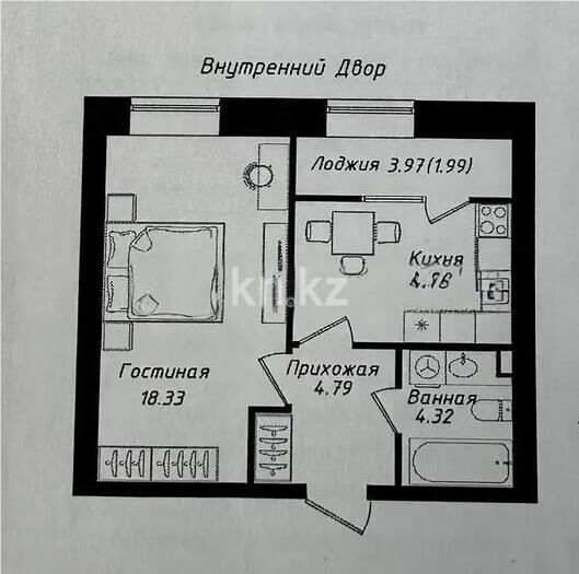 Продажа 1-комнатной квартиры, 39 м² - Продажа однокомнатных квартир в р-не Нура Астаны - страница 33 фото 1 из 1