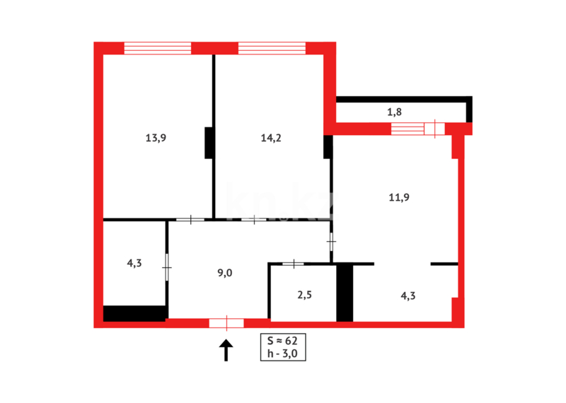 Продажа 3-комнатной квартиры, 61 м² - Продажа квартир в монолитно-каркасном доме в Караганде - страница 2 фото 19 из 19