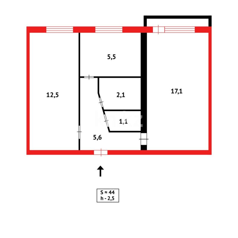 Продажа 2-комнатной квартиры, 44 м² - Продажа двухкомнатных квартир в кирпичном доме в Караганде фото 11 из 11
