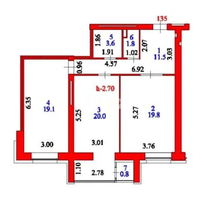 Продажа 2-комнатной квартиры, 76.6 м² - Продажа квартир в блочном доме в Казахстане - страница 169 фото 1 из 1