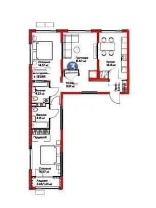 Продажа 3-комнатной квартиры, 83.68 м² - Продажа трехкомнатных квартир в монолитно-каркасном доме в Алматы фото 1 из 1