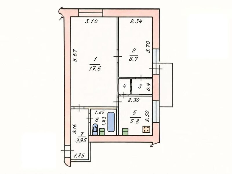 Продажа 2-комнатной квартиры, 40.8 м² - Продажа двухкомнатных квартир в кирпичном доме в Алматы - страница 15 фото 6 из 6