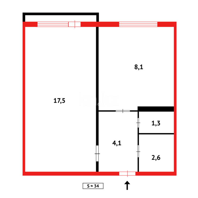 Продажа 1-комнатной квартиры, 34 м² - Продажа однокомнатных квартир в Темиртау - страница 7 фото 14 из 14