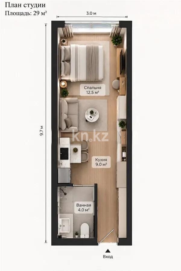 Продажа 1-комнатной квартиры, 29 м² - Продажа квартир в монолитно-каркасном доме в Алматы - страница 17 фото 1 из 1
