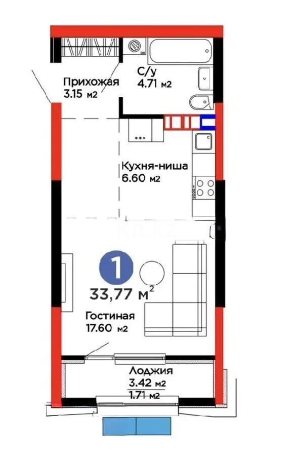 Продажа 1-комнатной квартиры, 34 м² - Продажа квартир от собственников в Алматы - страница 7 фото 1 из 1