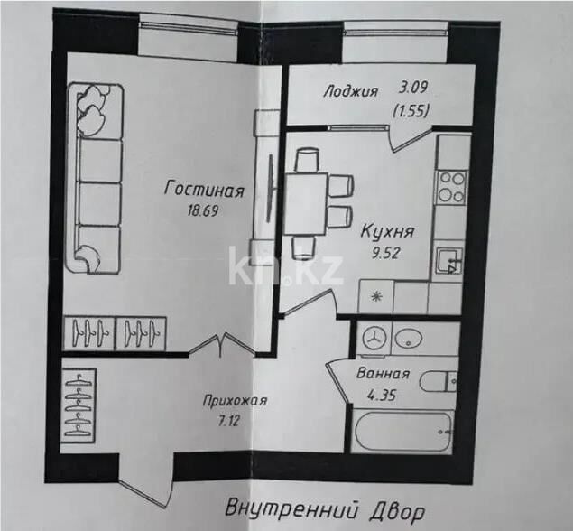 Продажа 1-комнатной квартиры, 41.88 м² - Продажа однокомнатных квартир в р-не Нура Астаны - страница 36 фото 1 из 1
