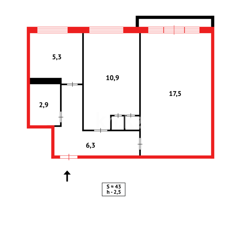 Продажа 2-комнатной квартиры, 44 м² - Продажа двухкомнатных квартир в панельном доме в Темиртау - страница 10 фото 9 из 9