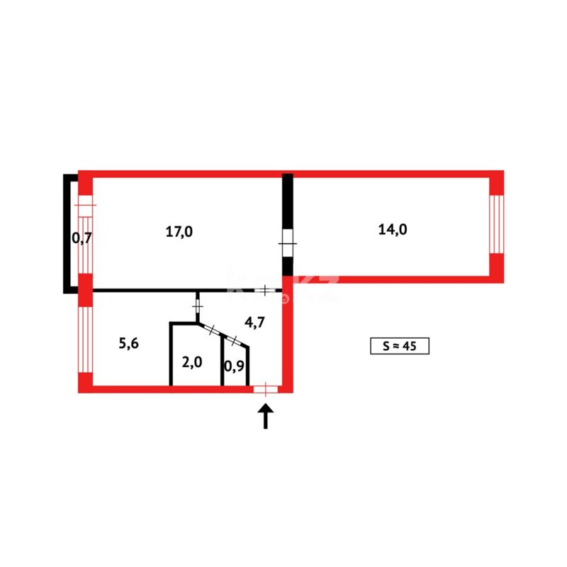Продажа 2-комнатной квартиры, 45 м² - Продажа квартир в кирпичном доме в Казахстане - страница 20 фото 15 из 15