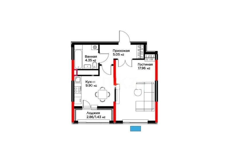 Продажа 1-комнатной квартиры, 38.69 м² - Продажа однокомнатных квартир в монолитно-каркасном доме в Астане - страница 26 фото 1 из 1