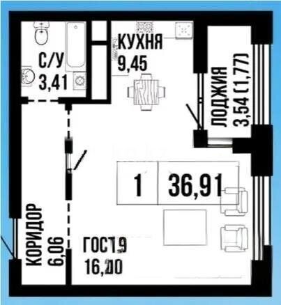 Продажа 1-комнатной квартиры, 37 м² - Продажа однокомнатных квартир в Астане - страница 160 фото 1 из 2