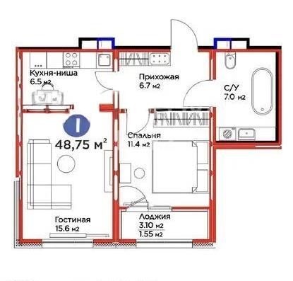 Продажа 2-комнатной квартиры, 48.75 м² - Продажа двухкомнатных квартир в блочном доме в Казахстане - страница 67 фото 6 из 6