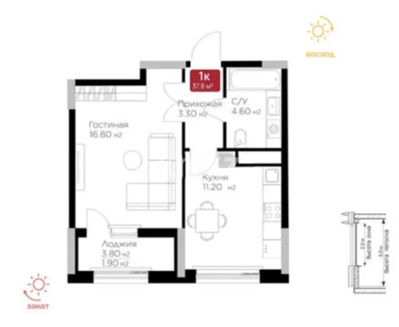 Продажа 1-комнатной квартиры, 38.8 м² - Продажа однокомнатных квартир в р-не Нура Астаны - страница 36 фото 1 из 1