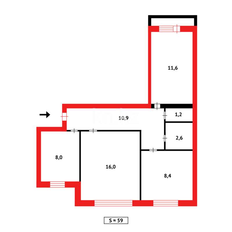 Продажа 3-комнатной квартиры, 57 м² - Продажа квартир в Пришахтинске Караганды - страница 6 фото 15 из 15