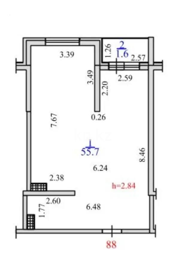 Продажа 2-комнатной квартиры, 57.3 м² - Продажа двухкомнатных квартир в Алатауском р-не Алматы - страница 3 фото 1 из 2