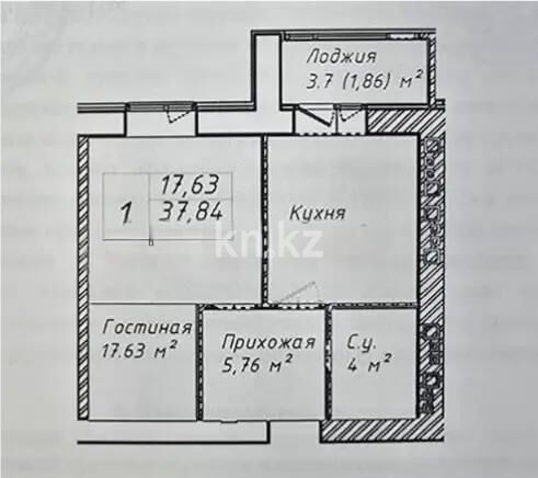 Продажа 1-комнатной квартиры, 39.7 м² - Продажа однокомнатных квартир в р-не Сарыарка Астаны - страница 8 фото 1 из 1