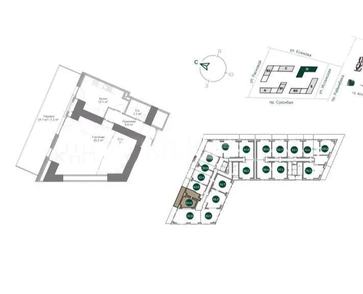 Продажа 2-комнатной квартиры, 60.8 м² - Продажа двухкомнатных квартир в Жетысуском р-не Алматы - страница 5 фото 1 из 1