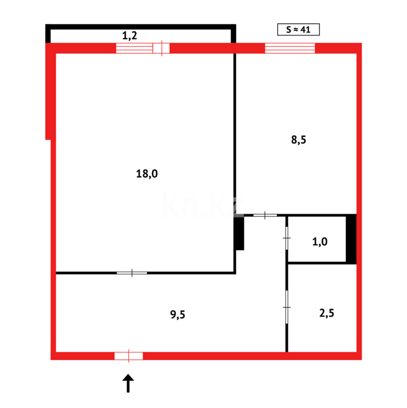 Продажа 1-комнатной квартиры, 41 м² - Продажа однокомнатных квартир в панельном доме в Караганде - страница 4 фото 9 из 9