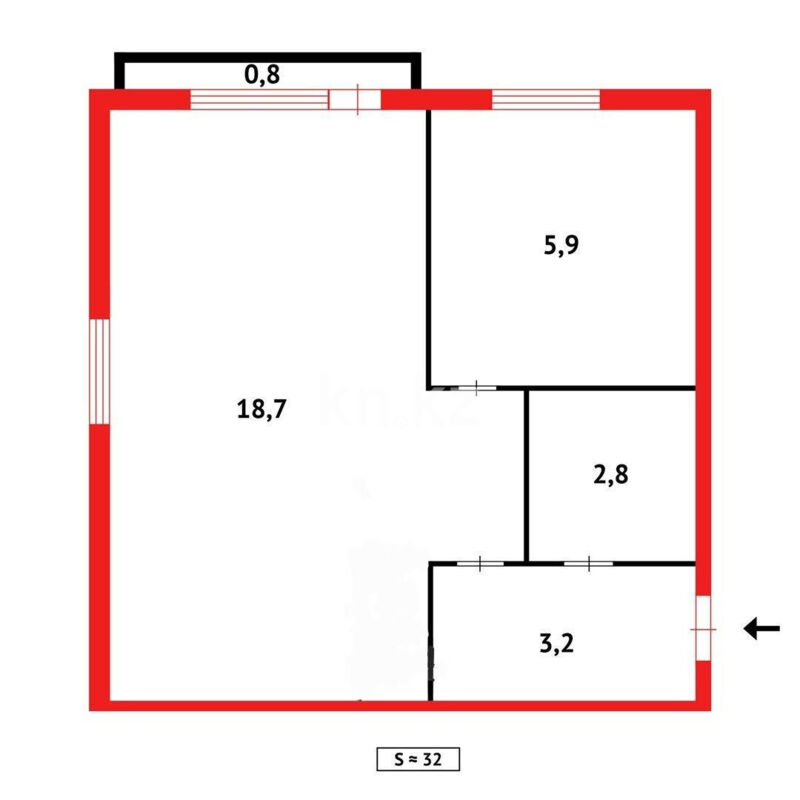 Продажа 1-комнатной квартиры, 32 м² - Продажа однокомнатных квартир в блочном доме в Казахстане - страница 52 фото 10 из 10