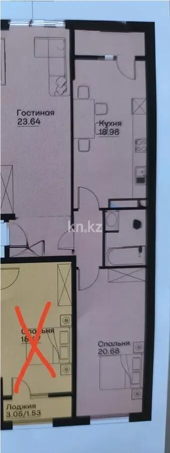 Продажа 2-комнатной квартиры, 77 м² - Продажа квартир в монолитно-каркасном доме в Казахстане - страница 47 фото 1 из 1