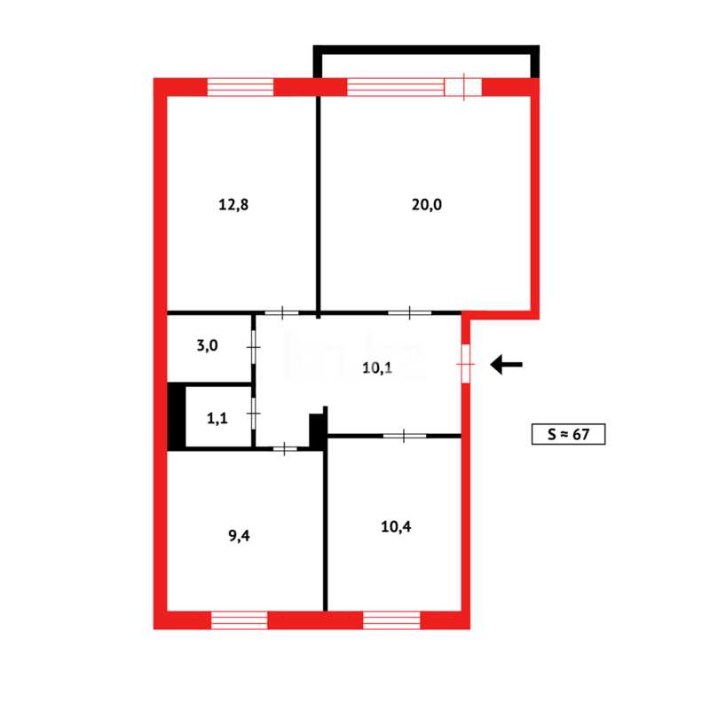 Продажа 3-комнатной квартиры, 68 м² - Продажа трехкомнатных квартир в Темиртау - страница 13 фото 15 из 15