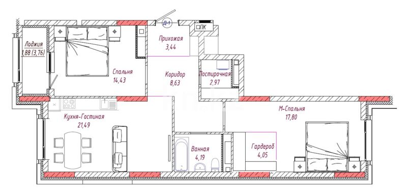 Продажа 2-комнатной квартиры, 79.31 м² - Продажа квартир в монолитном доме в Астане - страница 5 фото 15 из 28