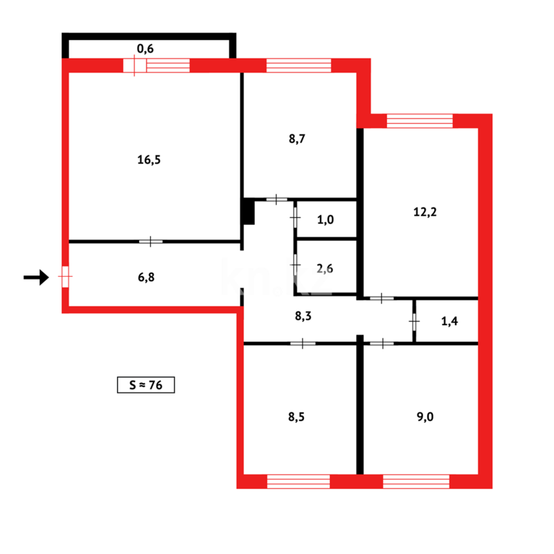 Продажа 4-комнатной квартиры, 78 м² - Продажа четырехкомнатных квартир в панельном доме в Караганде - страница 4 фото 15 из 15