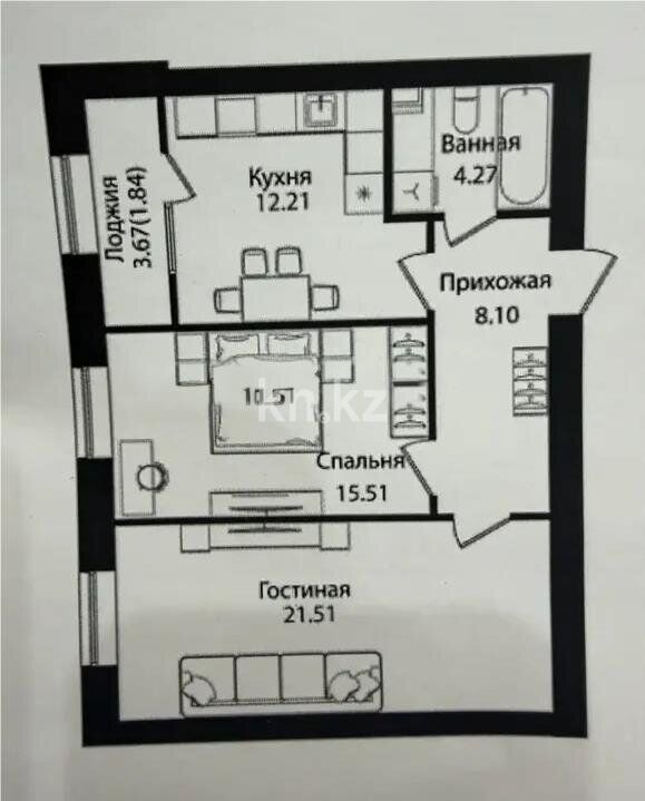 Продажа 2-комнатной квартиры, 63 м² - Продажа квартир в монолитно-каркасном доме в Казахстане - страница 59 фото 1 из 1