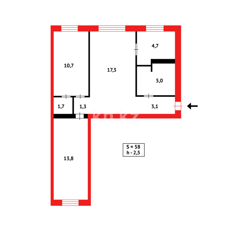 Продажа 3-комнатной квартиры, 58 м² - Продажа трехкомнатных квартир в Темиртау - страница 16 фото 10 из 10