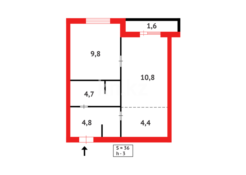 Продажа 2-комнатной квартиры, 36 м² - Продажа двухкомнатных квартир в кирпичном доме в Караганде - страница 30 фото 14 из 14