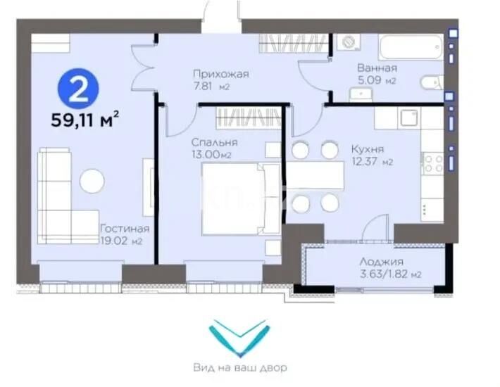 Продажа 2-комнатной квартиры, 59.1 м² - Продажа двухкомнатных квартир в р-не Есиль Астаны - страница 29 фото 1 из 1