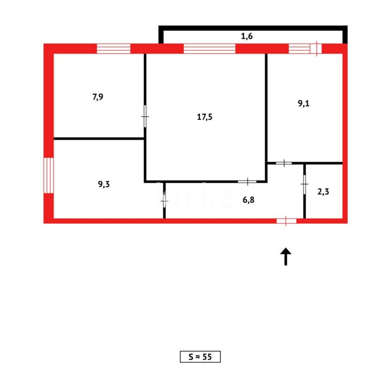 Продажа 3-комнатной квартиры, 54 м² - Продажа квартир в блочном доме в Казахстане - страница 4 фото 9 из 9