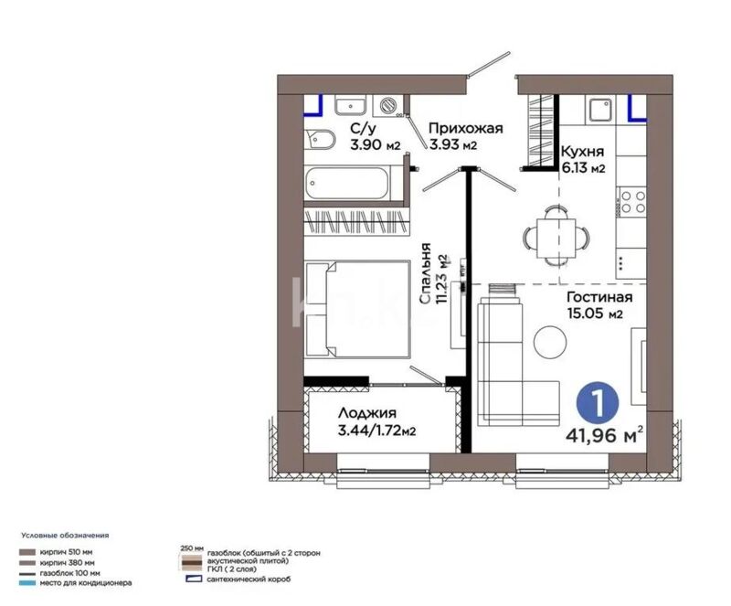 Продажа 2-комнатной квартиры, 42 м² - Продажа квартир в Казахстане - страница 34 фото 1 из 1