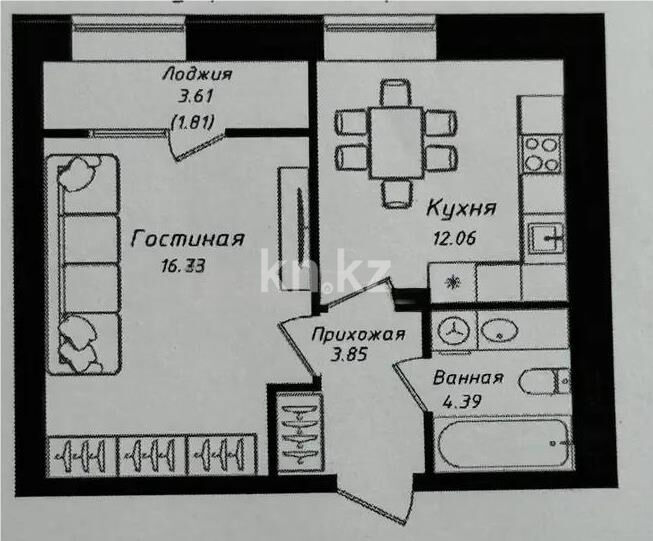 Продажа 1-комнатной квартиры, 39 м² - Продажа квартир в Казахстане - страница 30 фото 1 из 1