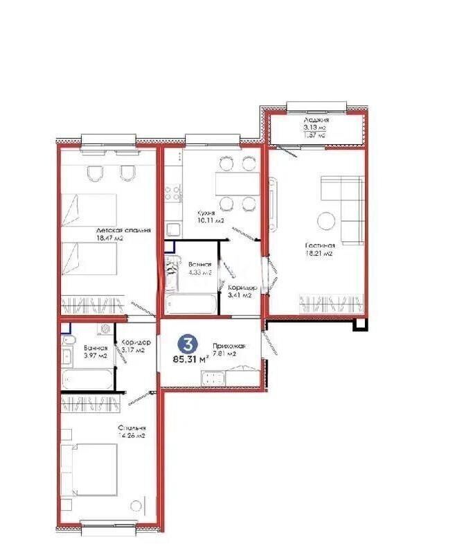 Продажа 3-комнатной квартиры, 86 м² - Продажа трехкомнатных квартир от собственников в Казахстане - страница 111 фото 7 из 7