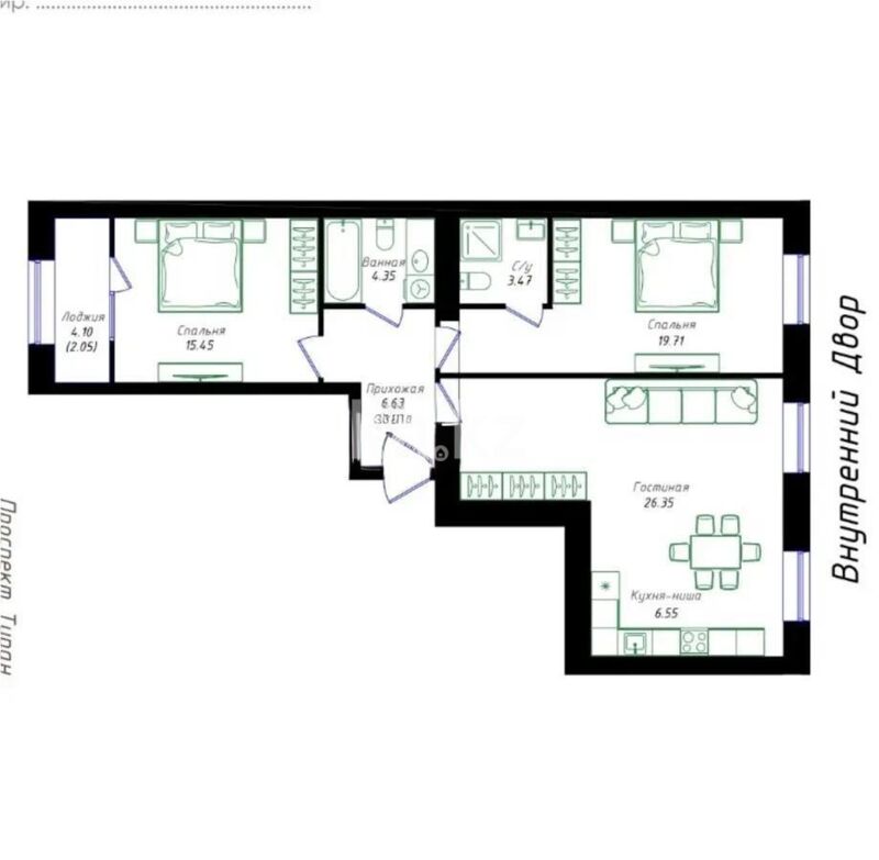 Продажа 3-комнатной квартиры, 84.5 м² - Продажа трехкомнатных квартир в кирпичном доме в Казахстане - страница 71 фото 1 из 1