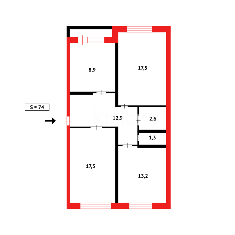 Продажа 3-комнатной квартиры, 74 м² - Продажа трехкомнатных квартир в Темиртау - страница 2 фото 18 из 18