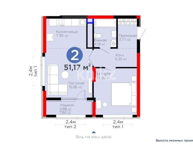 Продажа 2-комнатной квартиры, 51.17 м² - Продажа двухкомнатных квартир в р-не Нура Астаны - страница 65 фото 1 из 1