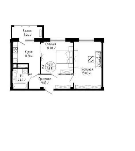 Продажа 2-комнатной квартиры, 60 м² - Продажа двухкомнатных квартир в р-не Сарыарка Астаны - страница 23 фото 1 из 1