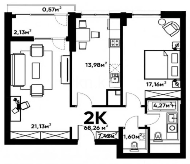 Продажа 2-комнатной квартиры, 66.5 м² - Продажа двухкомнатных квартир в Бостандыкском р-не Алматы - страница 35 фото 9 из 9
