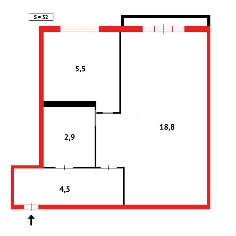 Продажа 1-комнатной квартиры, 33 м² - Продажа офисных и торговых помещений в Павлодаре фото 12 из 12