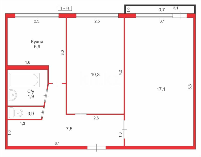 Продажа 2-комнатной квартиры, 44 м² - Продажа двухкомнатных квартир в Майкудуке Караганды - страница 8 фото 12 из 12