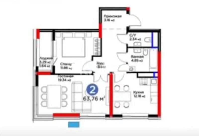 Продажа 2-комнатной квартиры, 63.76 м² - Продажа двухкомнатных квартир в р-не Есиль Астаны - страница 46 фото 1 из 1