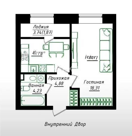 Продажа 1-комнатной квартиры, 38.6 м² - Продажа однокомнатных квартир в р-не Сарайшык Астаны - страница 23 фото 5 из 5