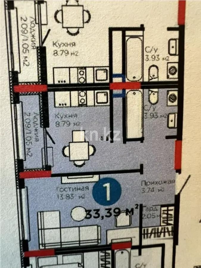 Продажа 1-комнатной квартиры, 33.4 м² - Продажа квартир от собственников в Астане - страница 54 фото 1 из 1