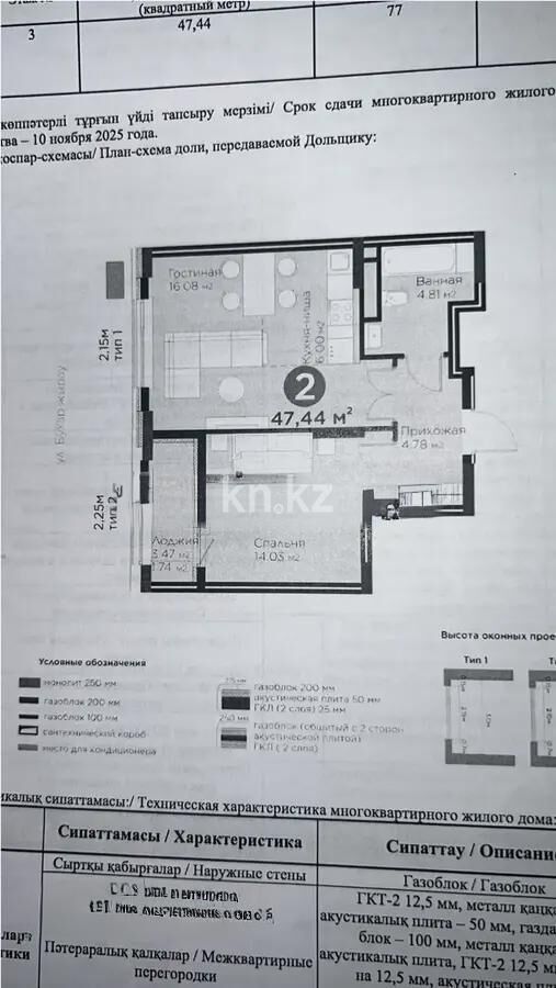 Продажа 2-комнатной квартиры, 47.44 м² - Продажа квартир в новостройках Астаны - страница 32 фото 1 из 1