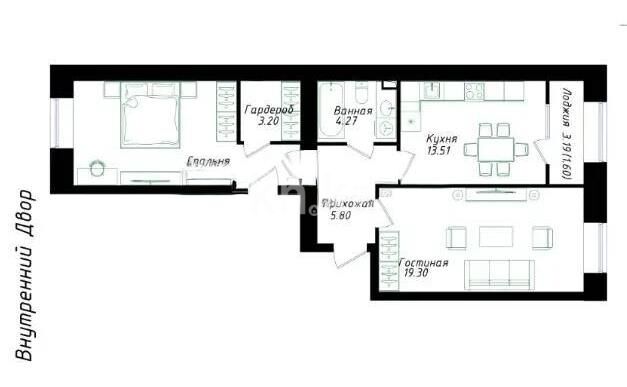 Продажа 2-комнатной квартиры, 65.42 м² - Продажа двухкомнатных квартир в блочном доме в Казахстане - страница 36 фото 1 из 1