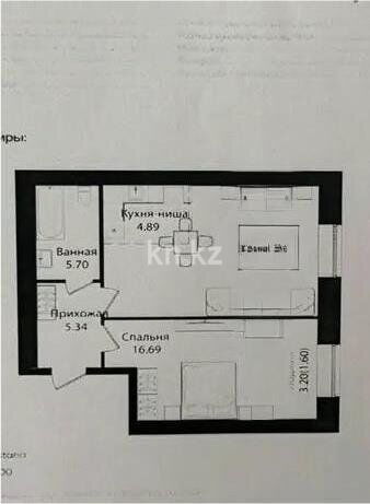 Продажа 2-комнатной квартиры, 57.71 м² - Продажа квартир в монолитно-каркасном доме в Казахстане - страница 37 фото 1 из 1