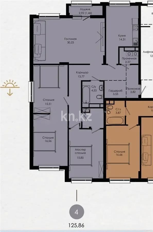 Продажа 4-комнатной квартиры, 126 м² - Продажа четырехкомнатных квартир в кирпичном доме в Казахстане фото 1 из 1